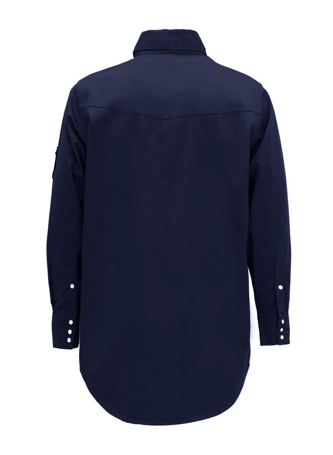BOCOMAL FR Flame Resistant Shirts Fire Retardant Welding Shirts Snaps Fastener NFPA2112 7.5oz Navy Men's Welder Shirt - Image 2